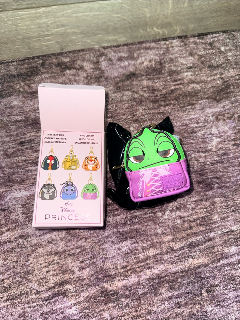 Loungefly Disney Princess Pascal Bag Charm in Green and Purple